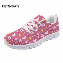 INSTANTARTS/Повседневная весенняя обувь на плоской подошве со шнуровкой Красивая Детская Бутылочка женские сетчатые кроссовки с принтом лёгкие дышащие женские туфли на плоской подошве