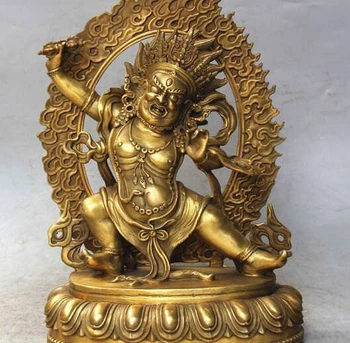

28cm Exquisite Tibetan Buddhism Bronze Vajrapani Chana Dorje Mahakala buddha statue
