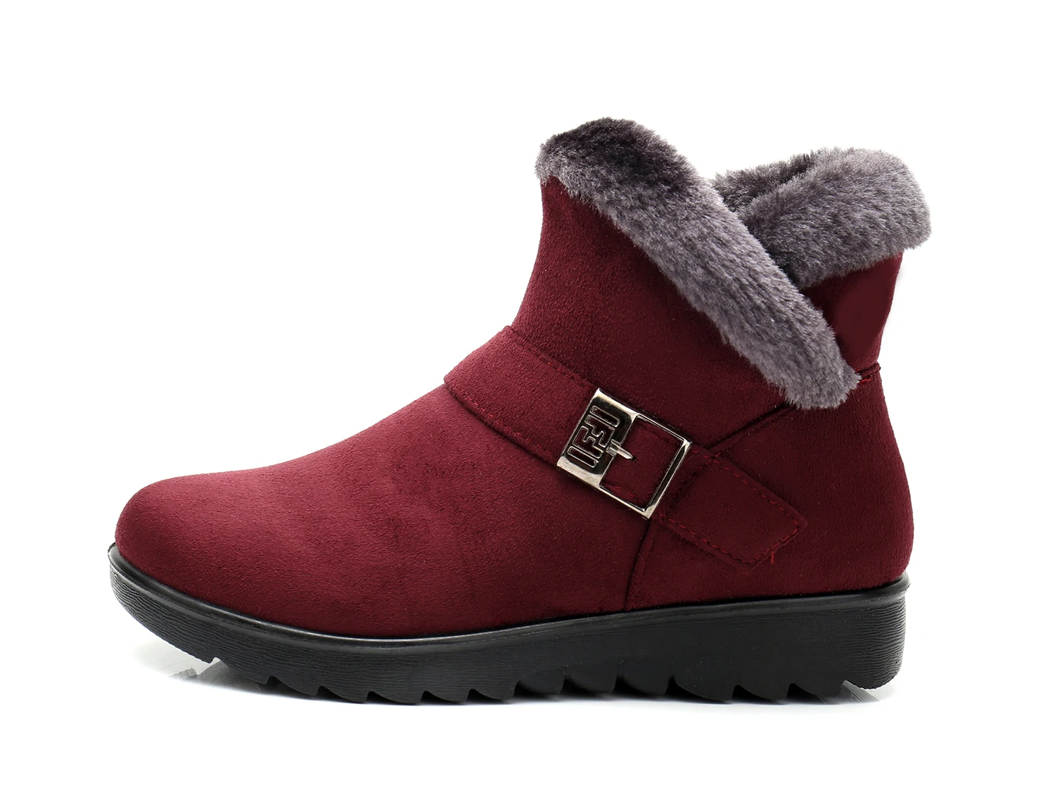

Winter Women Ankle Boots New Fashion Flock Wedge Platform Winter Warm Red Black Snow Boots Mother Female Plus Size Shoes