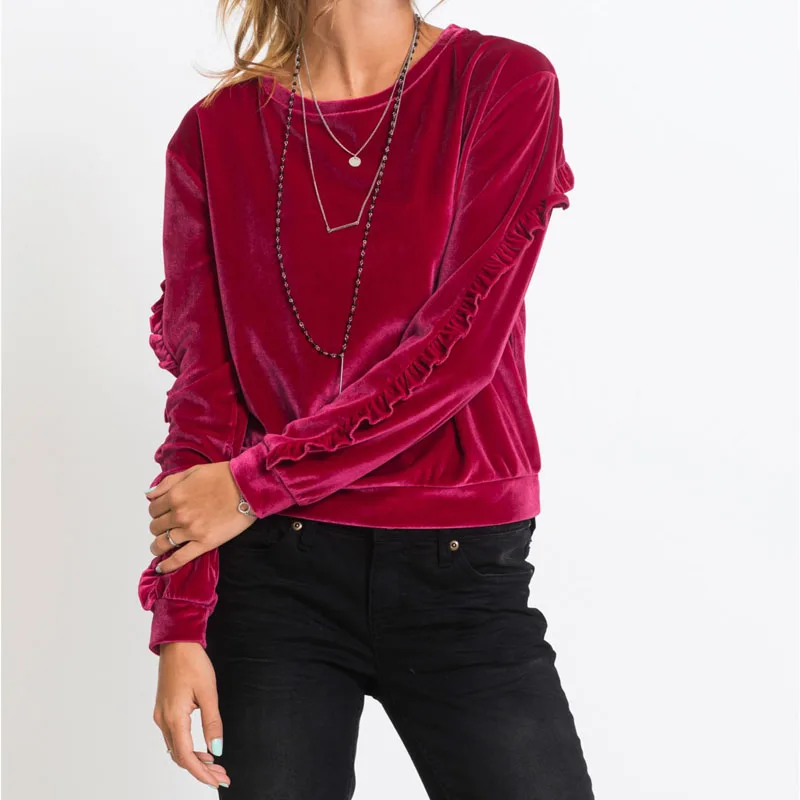 long sleeve velour tops