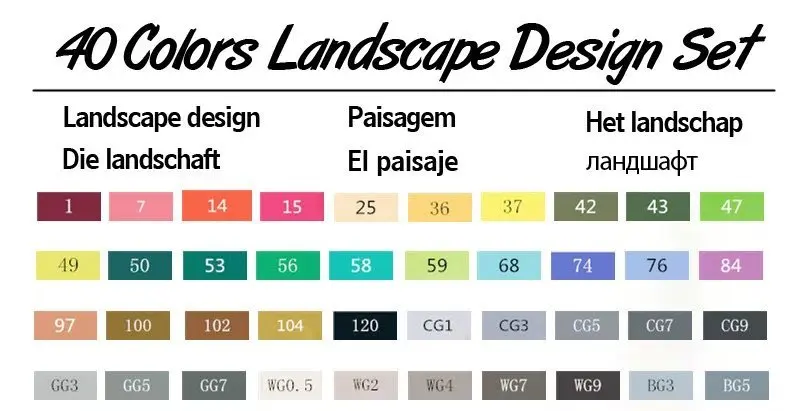 Touchnew 30/40/60/80/168 фломастеры набор Художественная Марк карандаш маркеры для професионального рисования спиртовой основе маркеры граффити краской Манга маркеры copic художественные принадлежности - Цвет: 40 Landscape set