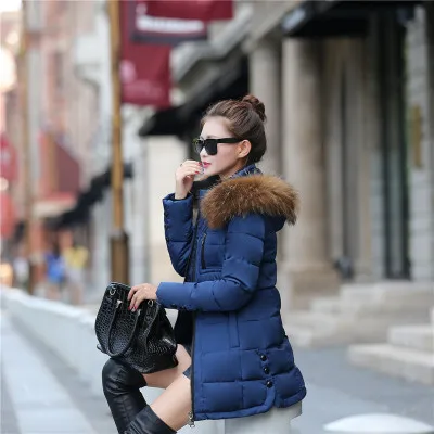 

2015 New Winter Women's Cotton Coat Female Long Slim Down Warm Padded Cotton Jacket Fur Collar Overcoat with Removable Cap WY153