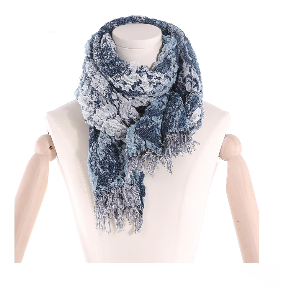Осенне-зимние женские шарфы с пузырьками, женский шарф, женский шарф для дам, в клетку, цветной блок, вязаный платок, полиэстер, шарф унисекс