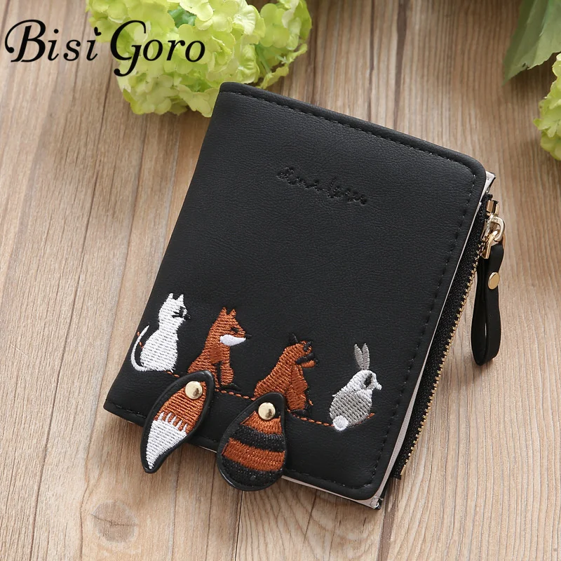 BISI GORO 2019 женский кошелек короткий PU кожаный металлический дизайнерский для