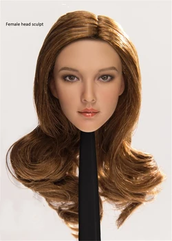 

1/6 Asian Beauty Female Head Sculpt with Long/Short Curls Hair Head Carved CT008 4 Styles for 12'' PH Body Action Figure