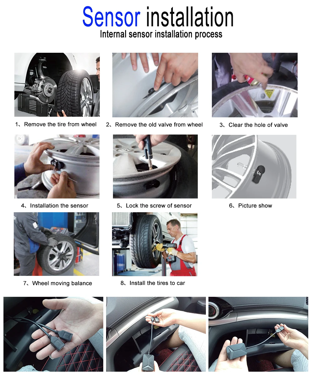 2018 Newest TPMS Tire Pressure Alarm System With 4 Sensors For Android DVD Player Phone Car Tire Alarm DVD USB TPMS Solar Power