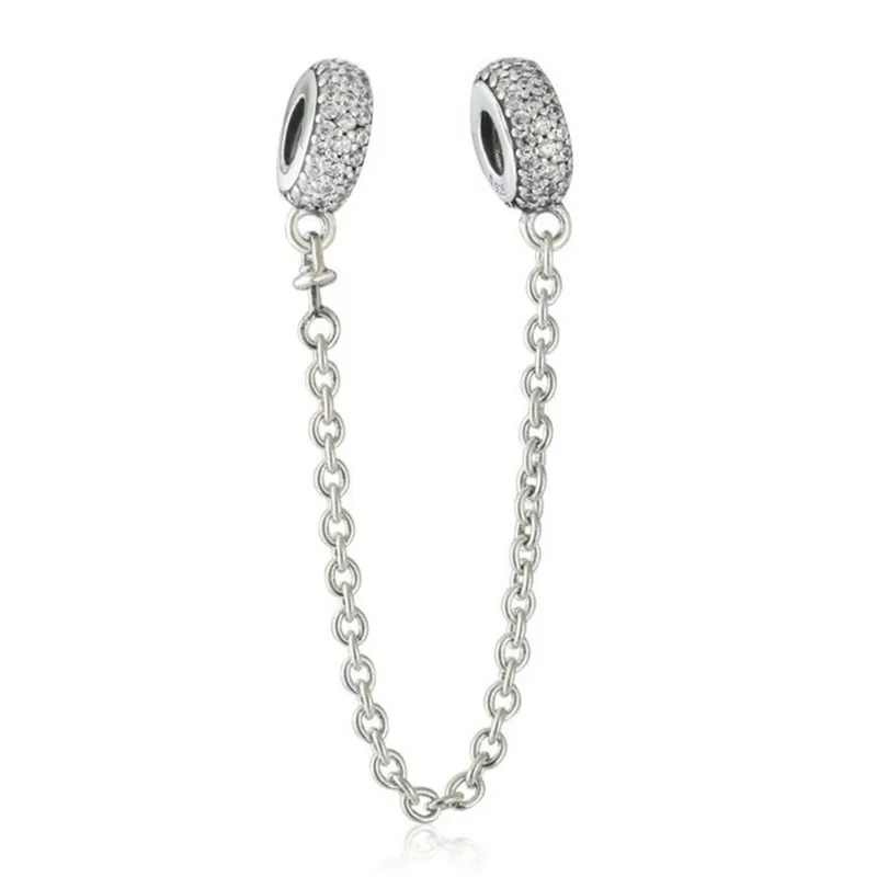 

Sparkling CZ Pave Inspiration Safety Chain Beads Fit Pandora Bracelets 100% Authentic 925 Sterling Silver Jewelry Accessories