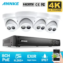 ANNKE 8CH 4K Ultra HD POE сетевая видео система безопасности 8MP H.265+ NVR с 4 шт 8MP Всепогодная ip-камера поддержка 128G TF карта