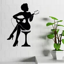 Bar Decoration Woman Play Guitar Silhouette Wall Sticker Music Style Art Wall Decals Home Guitar Art Vinyl Wall Mural AY914 Bar Decoration Woman Play Guitar Silhouette Wall Sticker Music Style Art Wall Decals Home Guitar Art Vinyl Wall Mural AY914