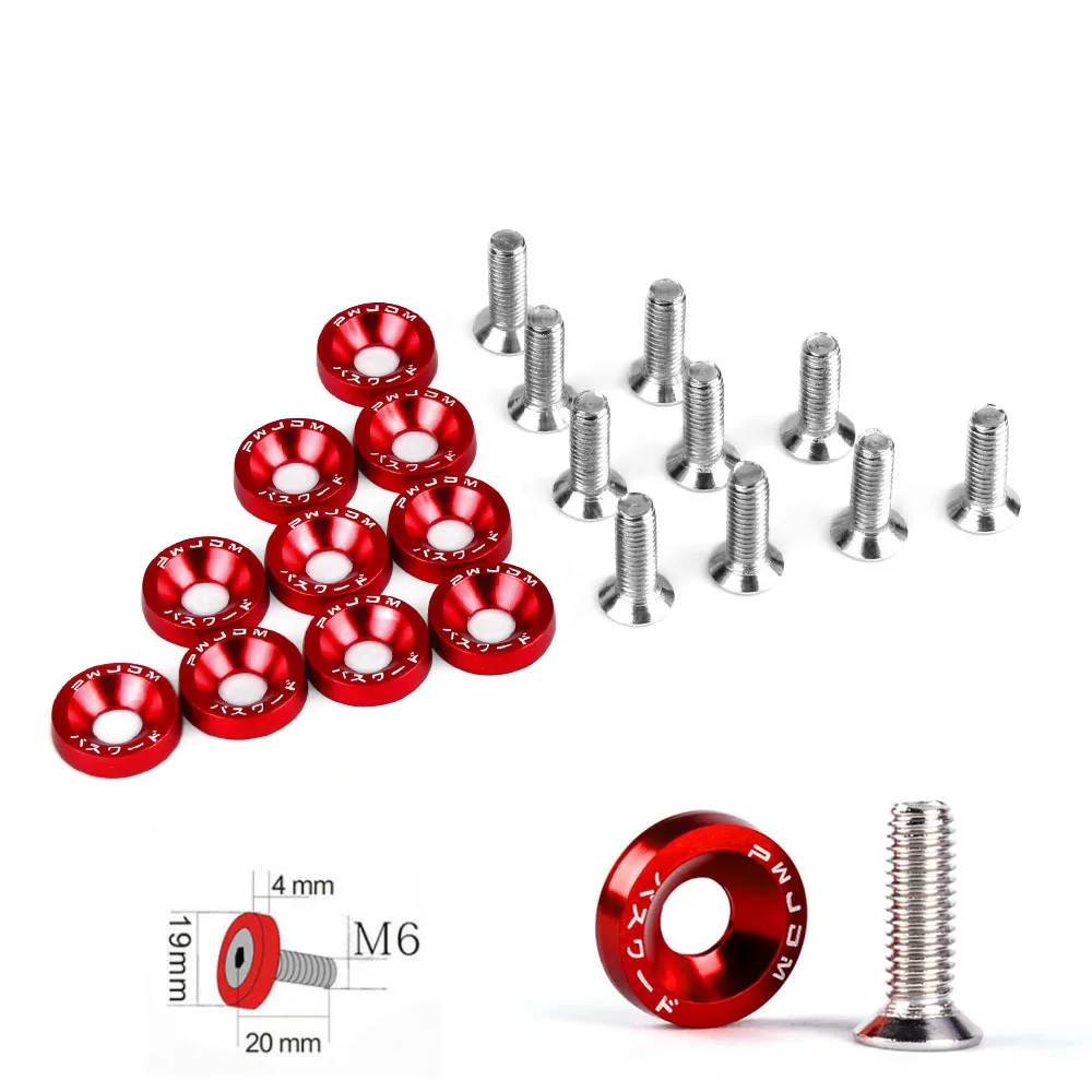 10Pcs M6X20 Car Modified Hex Fasteners Fender Washer JDM Bumper Engine Concave Screws For Honda RS-QRF002 car accessories auto fasteners car screws motorcycle screws