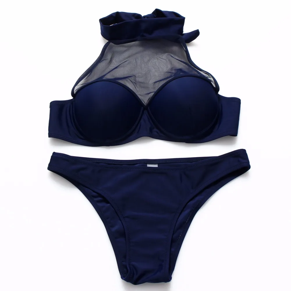 Buy Trangel New High Neck Bikini Mesh Crop Top Hang