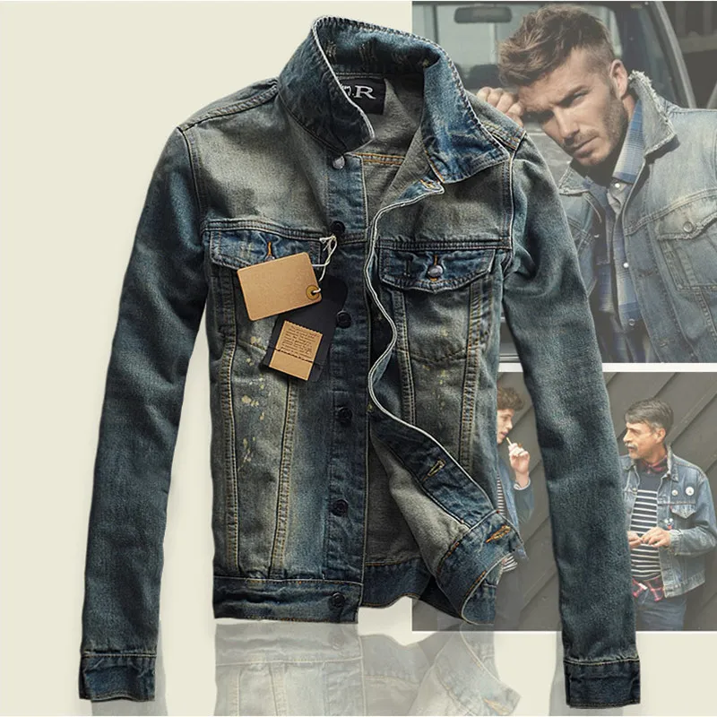 

MODISON Jeans Jacket Men 2019 Spring Vintage Slim Fit Denim Jacket Man Streetwear Coat