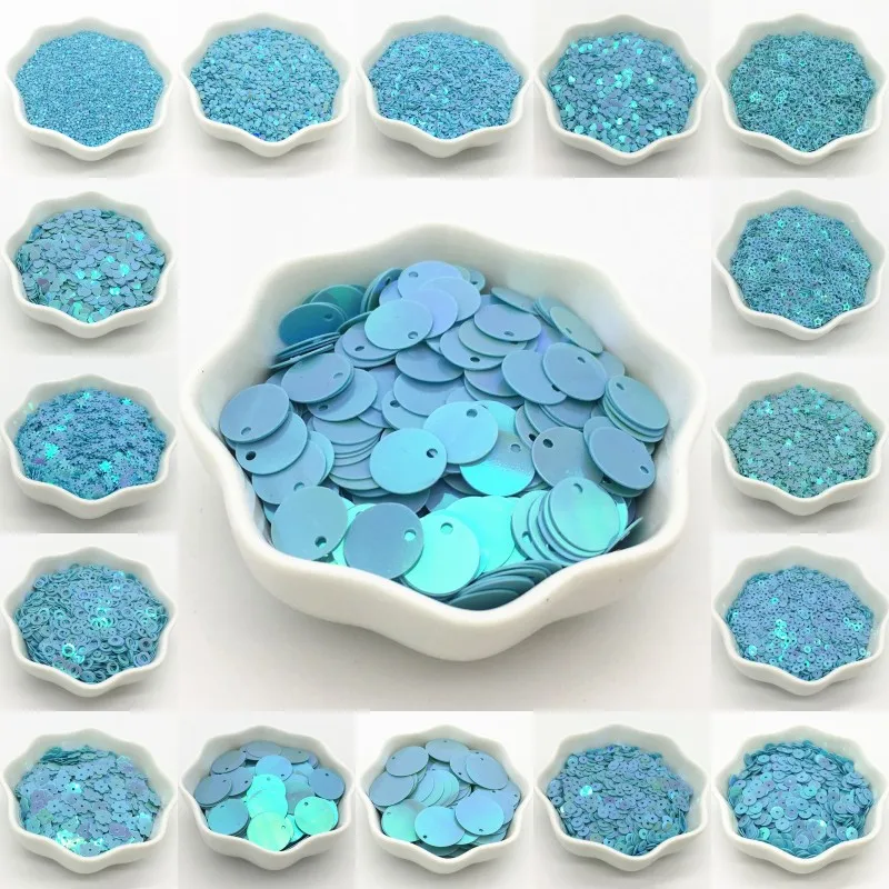 

Paillettes 3-30mm AB Blue Sequin Flat Round Cup Flower PVC Loose Sequins Paillette DIY Craft Sewing Women Garment Accessorie 20g