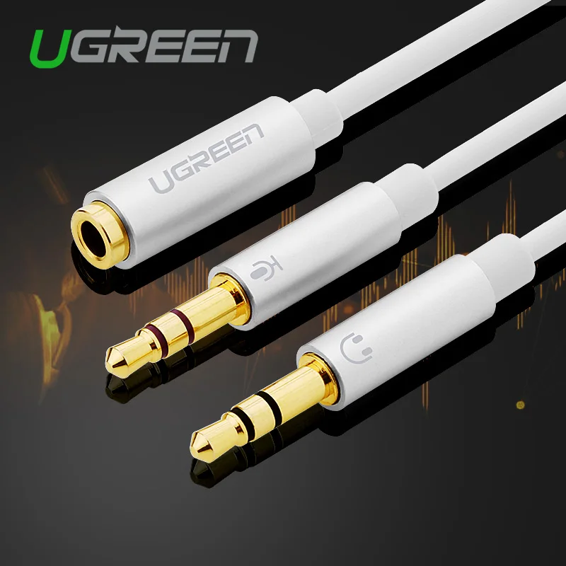 Ugreen 3.5mm Mic Audio Cable 1 Female to 2 Male Earphone Headphone AUX Splitter Cable for PC Laptop Tablet iPhone