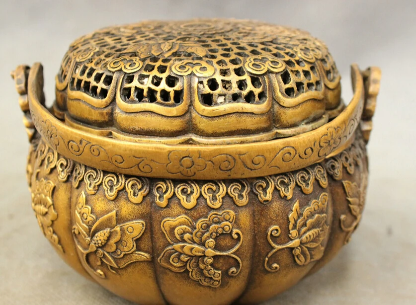 S4339 Китайский Бронзовый Бабочка Scalewing Статуя Ручка Курильница Курильница Банку Коробка D0317 S4339 Китайский Бронзовый Бабочка Scalewing Статуя Ручка Курильница Курильница Банку Коробка D0317