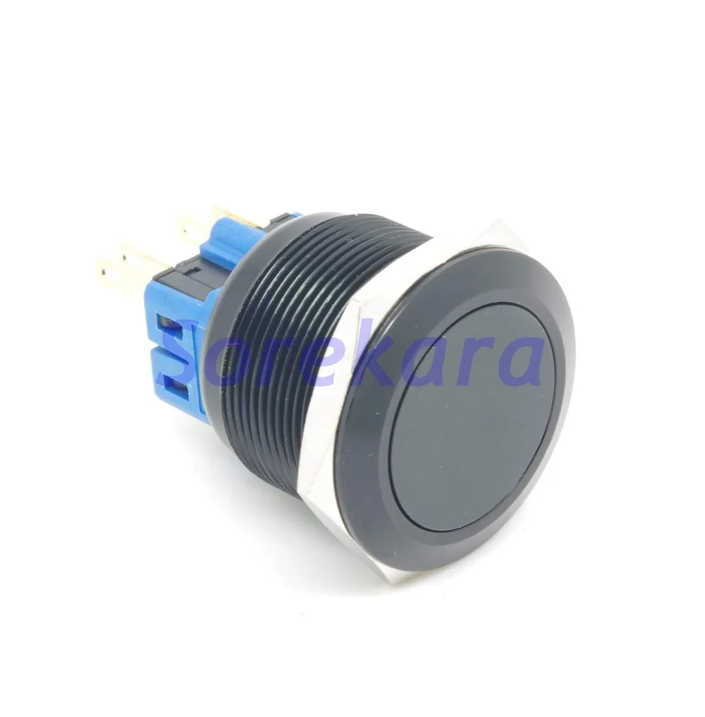 

25mm Zn-Al Black Coating Momentary Pushbutton Switch 1NO 1NC Pin Terminal For Auto IP65 UL