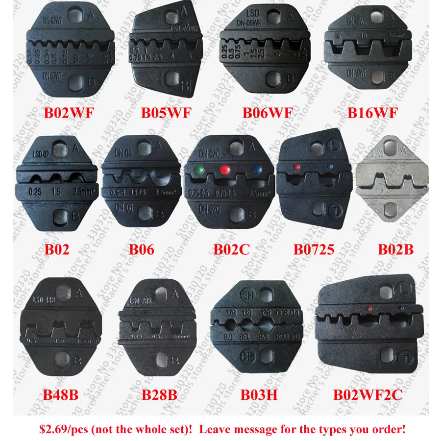 Mini replaceable Crimping die sets jaw,Crimping dies for press various teminal and connectors crimping tool pliers and DN-K02C 2