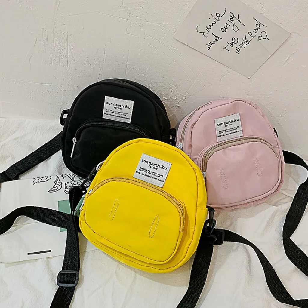 

Outdoor Zipper Canvas Messenger Bag Sport Chest Bag Women Fashion letter solid Color hip hop bag teenager girls short travel Sac