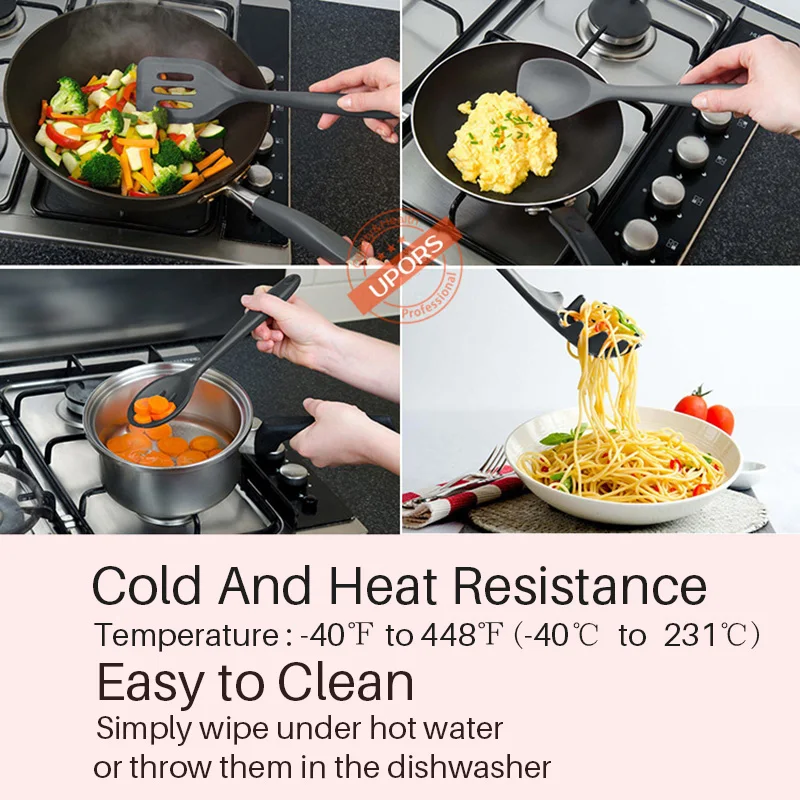 UPORS 10pcs Non-Stick Silicone Kitchen Utensil Set Heat Resistant Kitchen Cooking Tool Set Baking Utensils UPORS 10pcs Non-Stick Silicone Kitchen Utensil Set Heat Resistant Kitchen Cooking Tool Set Baking Utensils