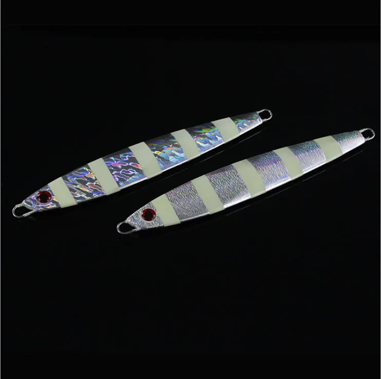  3pcs Glow Fishing Lures Metal Lead Knife Jigs Snapper Jig Tuna Jigging Slow Bionic Bait 3D Eyes Des