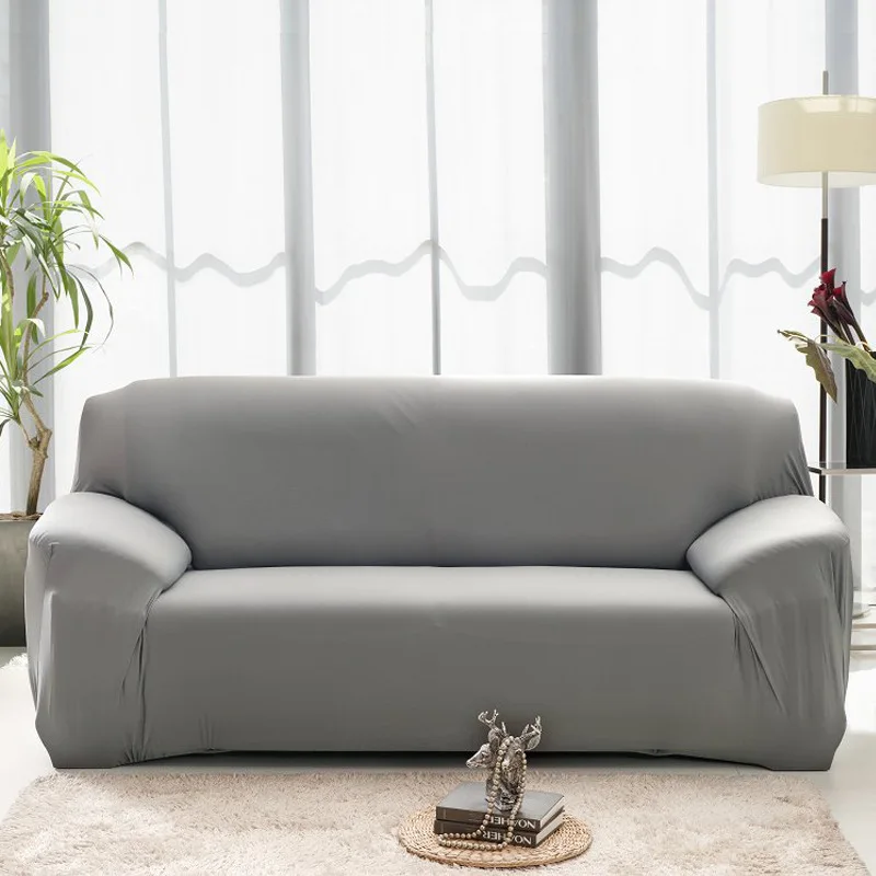 

Pure Color Polyester Fiber Sofa Cover Removable Elastic All-inclusive Living Room Sofa Covers Single Two Three Sofa Cover