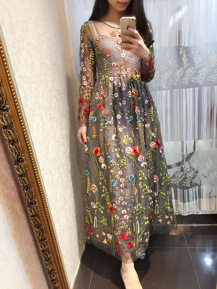 Высококачественная вышивальная Пряжа/кружевная Вышивка Одежда Ткань трехмерное длинное платье летняя модная ткань
