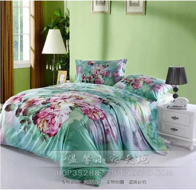Vintage Mint Green Fl Flower Duvets Cover Bedspread Bedding