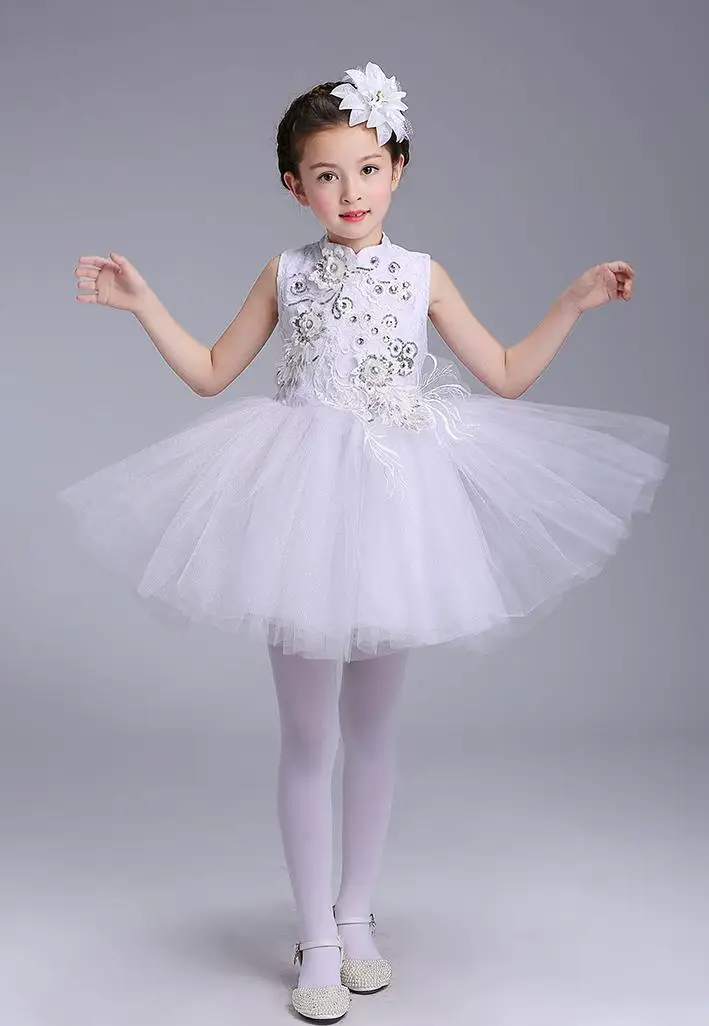 Для девочек/мальчиков Одежда для бальных танцев Новое сценическое балетное костюм элегантное белое платье из балета "Лебединое озеро" Танцы одежда детей балетное платье