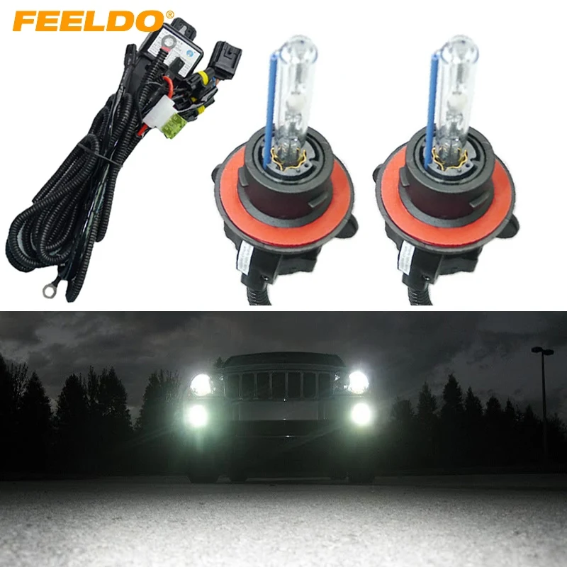 FEELDO 4Set 35W Car AC HID Bulbs Xenon Headlight Lamp H13/9008 Hi/Lo Bi