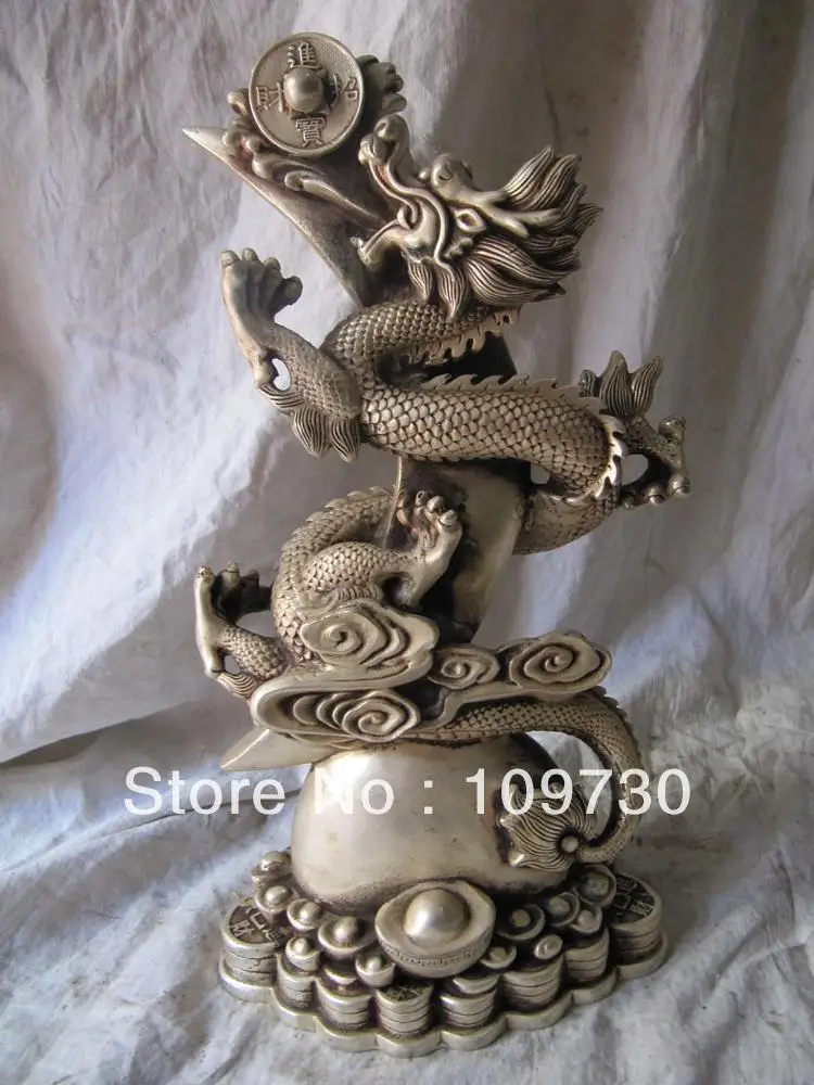 

Tibet silver plating royal imperial plain sailing dragon-boat bronze statue