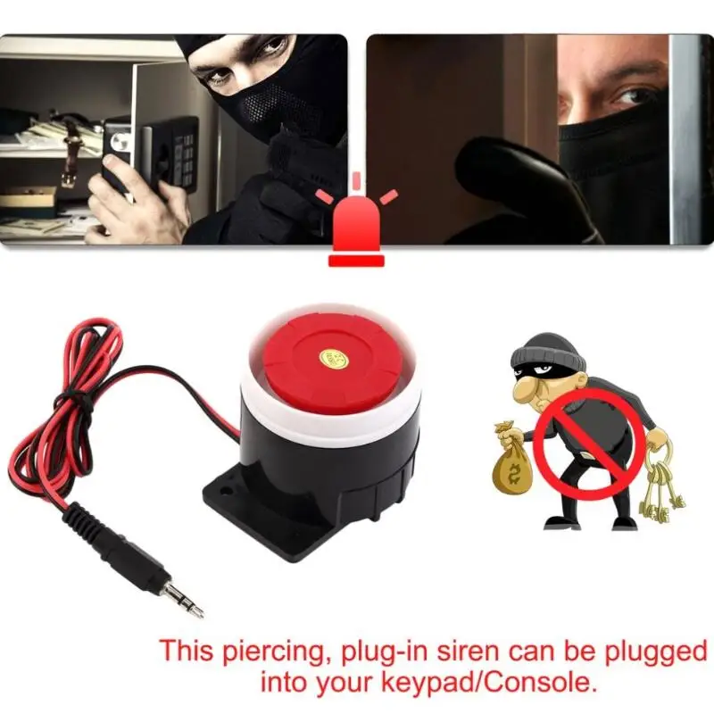 

2018 Newest Ear Piercing Indoor Wired Siren Mini Horn Siren Home Security Sound Alarm System 120dB Durable 12V Wholesale