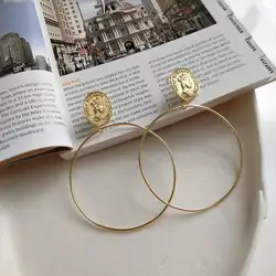 Silvology 925 пробы серебро императрица большие круглые гвоздики серьги золотые Рисунок новые модные серьги для Для женщин 2019 ювелирные изделия