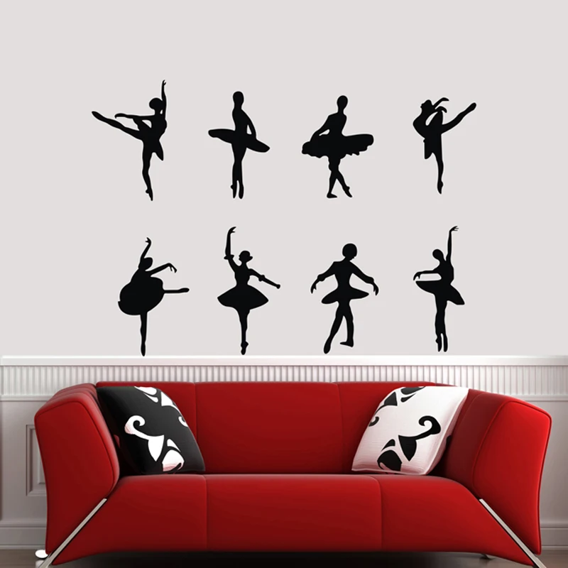 JJRUI балерина Танцующая 18 шт. виниловая наклейка на стену для девочек спальня
