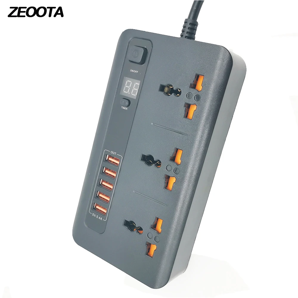 

Power Strip Surge Protector Universal Outlets AU/US/EU/UK Plug Electric Socket with USB 3.4A Charger Adapter 2m Extension Cord