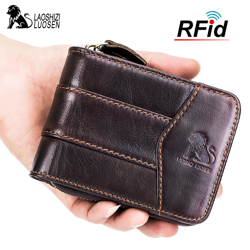 

LAOSHIZI LUOSEN Mens Wallet Leather Genuine Small Wallet For Women Leather Wallet Credit Card Holders 91605