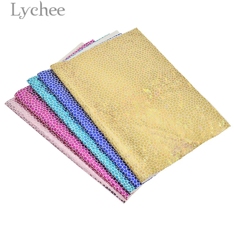 

Lychee Life 29x21cm A4 Hologram Stone Faux PU Leather Fabric High Quality Synthetic Leather DIY Material For Handbag Garments