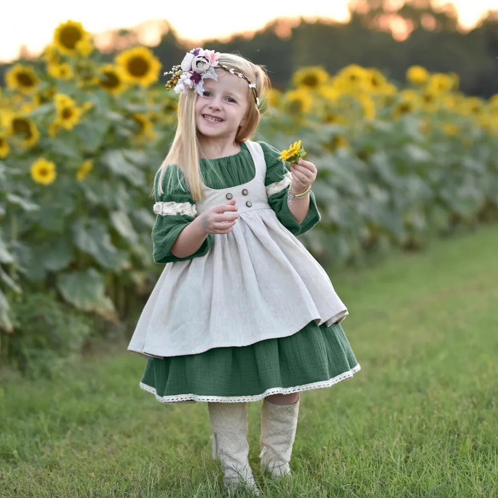 Платье для девочек Детские платья vestido однотонное платье с расклешенными