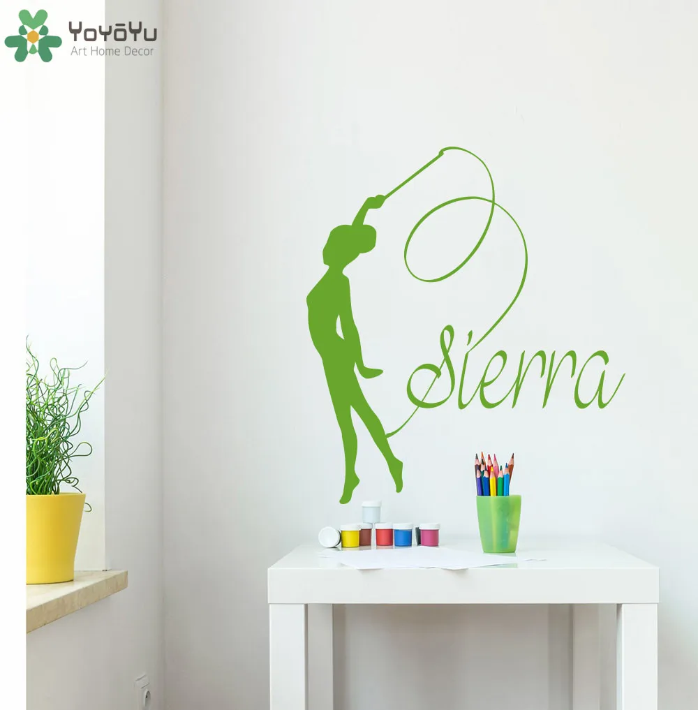 

Girls Name Wall Decal Vinyl Wall Stickers For Kids Rooms Personalized Name Gymnastics Nursery Room Home Decor Elegant DecalSY172