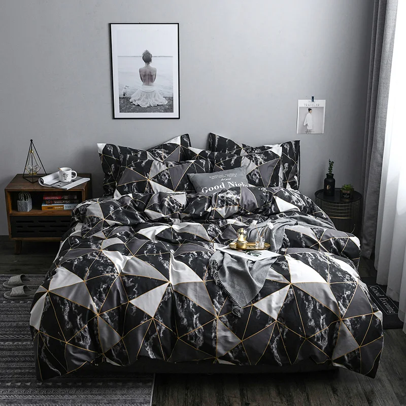 

Home Textile black white Geometric Bedding Sets twin queen king size Bed Linen Duvet Cover Bed Sheet Pillowcase/bed Sets