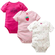 3 PCS/Lot Baby Rompers 100% Cotton Summer Newborn Baby Clothing Short Sleeve Cartoon Print Baby Boy Girl Clothes Infant Jumpsuit
