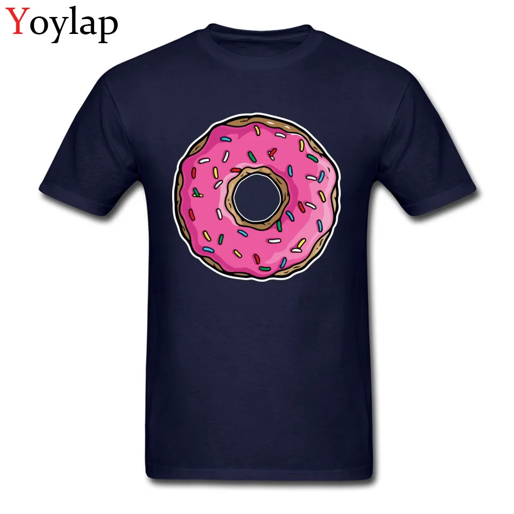 Mens Tops Shirt Cute Slim Fit T-shirts 100% Cotton Crew Neck Short Sleeve Street Donut Tee Shirts Top Quality navy