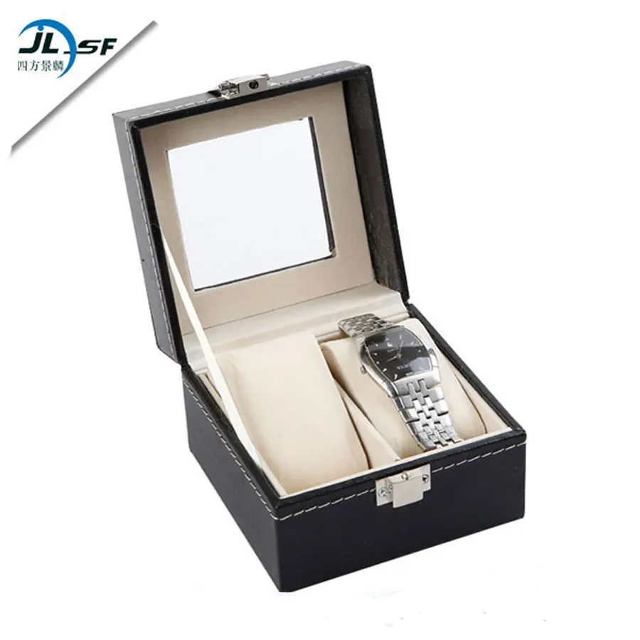 

Fashion watches display boxes 2 grid watch box leather watch case with pillow  wholesale