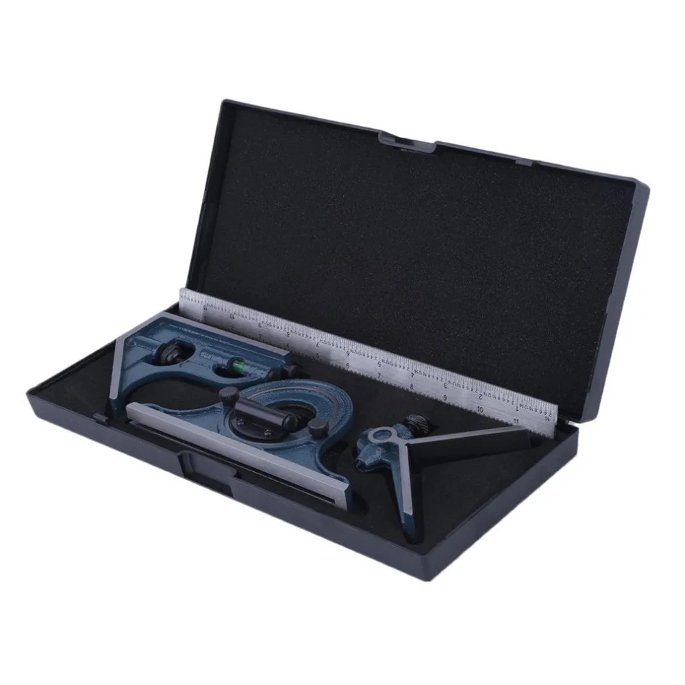 

4pcs/set 4R Machinist Square Reversing Protractor Angle Square Marked 1/32" 1/64" 1/8" 1/16" Multifunctional Combination Sale