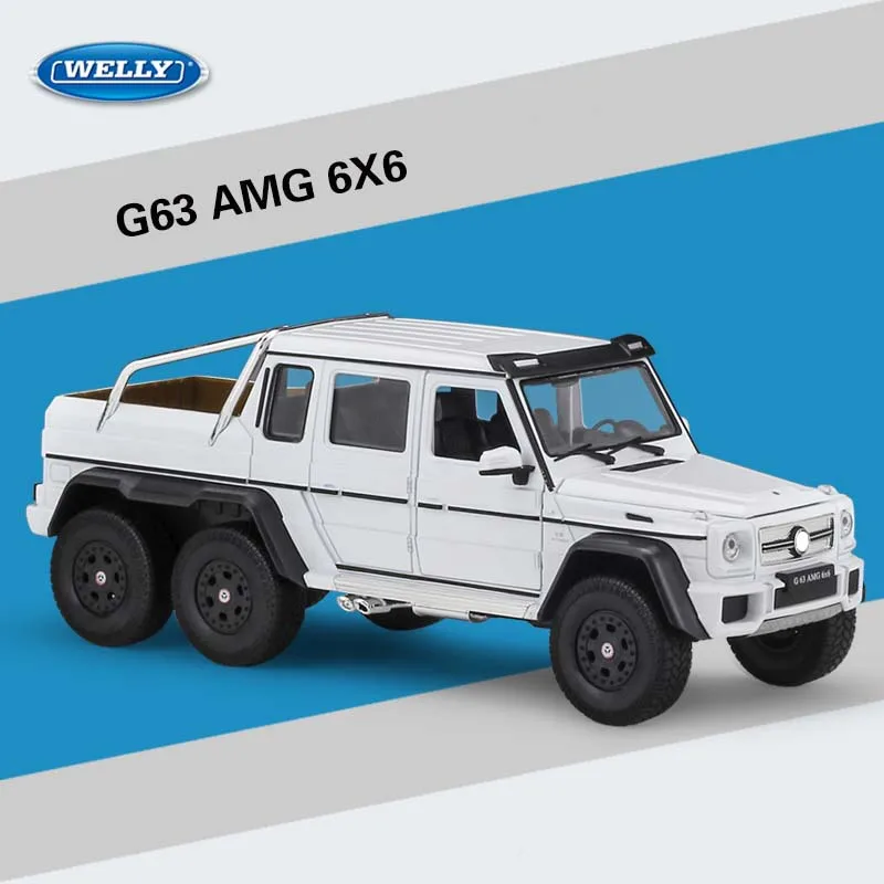 Высокая имитация WELLY 1:24 G63 AMG 6X6 Автомобильная литая модель из сплава Металл для детей Коллекция подарков с коробкой