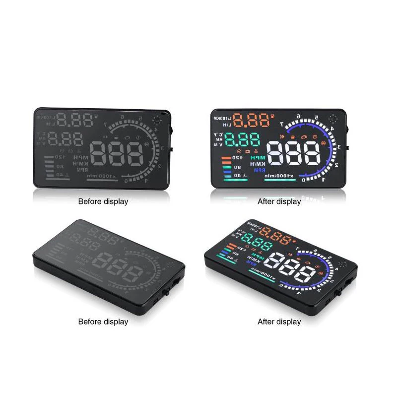 5 дюймов Экран автомобиля HUD A8 головой вверх Дисплей с OBD2 ЖК дисплей цифровой