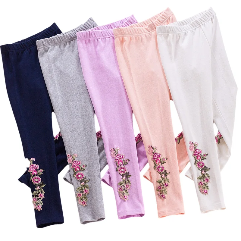

2018 New Spring girls legging flowers fashion baby girl pants kids cotton skinny children's trousers 3 4 6 7 8 9 10 11 years old