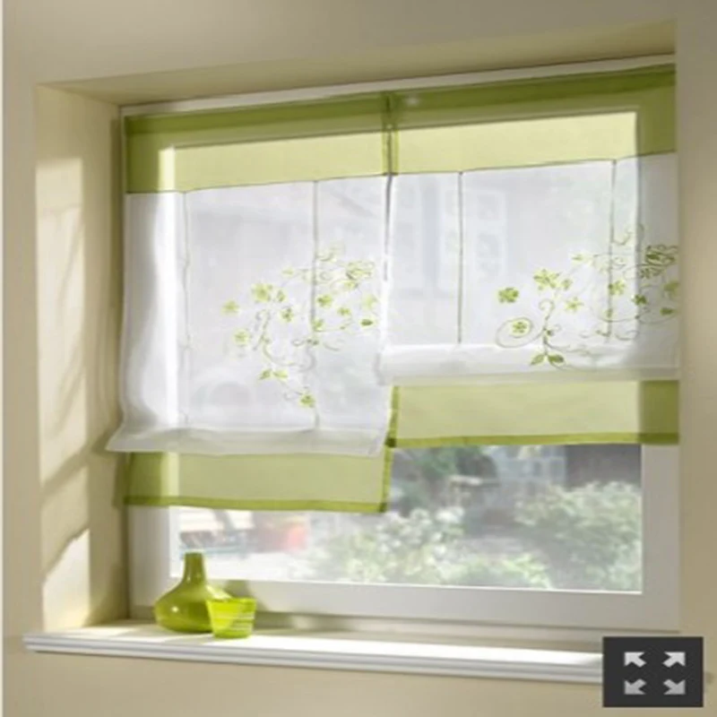 

finished products embroidery door curtain for window Roman shade European Solid color Embroidered Sheer