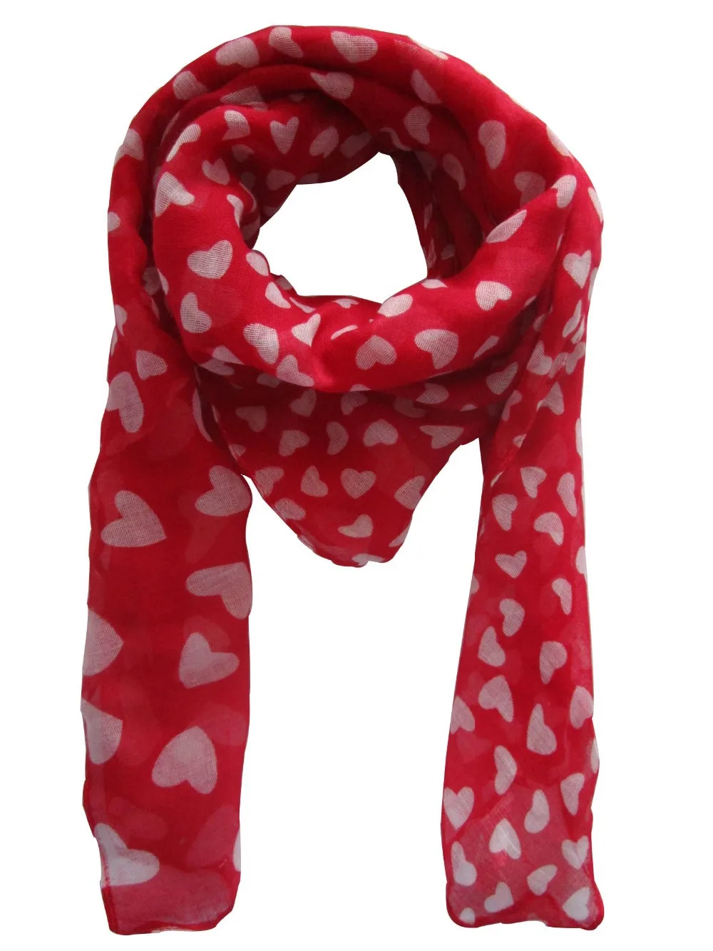 Free Shipping 2017 New Fashion Kids Red Love Heart Print Scarf For Girl
