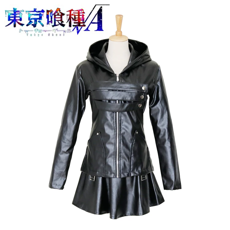 

Hot Anime Tokyo Ghoul cosplay Kirishima Touka Harajuku Halloween cos female party Combat suit PU uniforms costume top+skirt+sock
