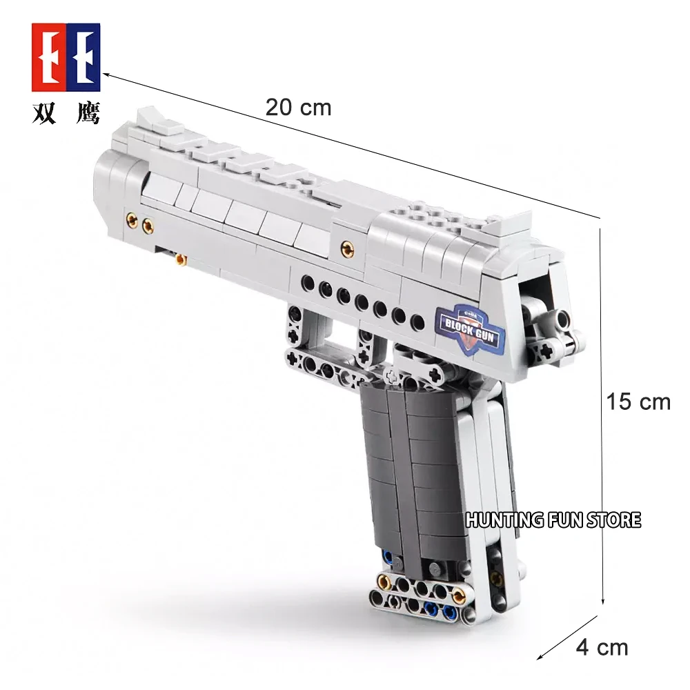 Best Fit Technic Series Gun Handgun Pistol Can Fire Bullets Set Desert Eagle M23 DIY Model Building Blocks Toys For Kids Boys Gifts